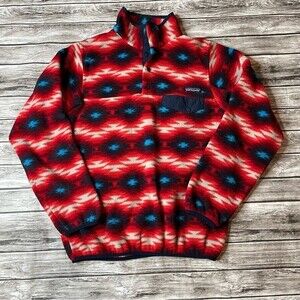 Patagonia Synchilla Quarter Snap-T Wild Desert Red Aztec Fleece XS Extra Small